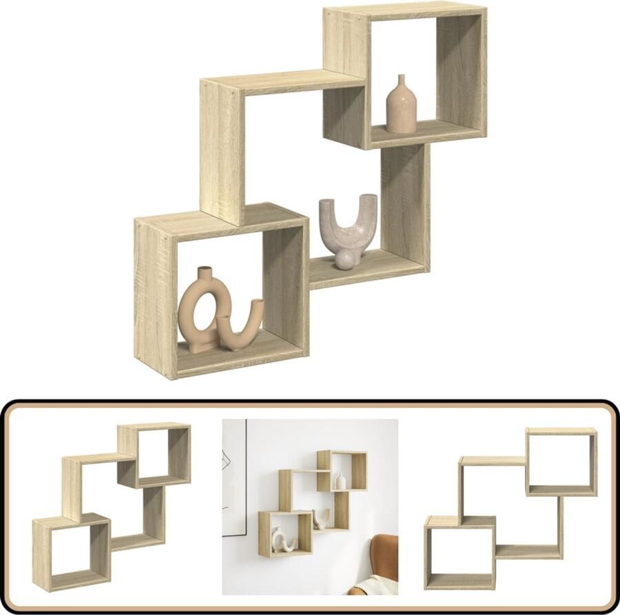 VidaXL Wandkast Sonoma Eiken 78x18x71 cm Wandkast Houten Kast Opbergkast Salontafel Tv Meubel