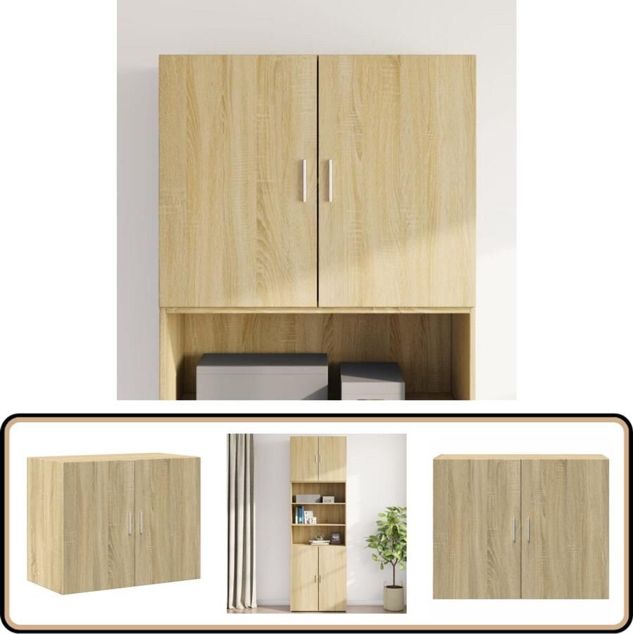 VidaXL Wandkast Sonoma Eiken 80x42 5x64 cm Opbergkast Wandkast Hangkast Houten Kast Sonoma Eiken - Foto 2