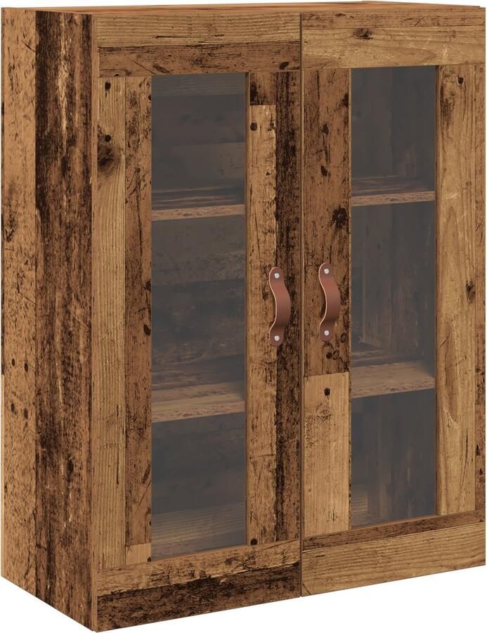 VidaXL Wandkast Wandgemonteerd Oud hout 69.5 x 34 x 90 cm Bewerkt hout