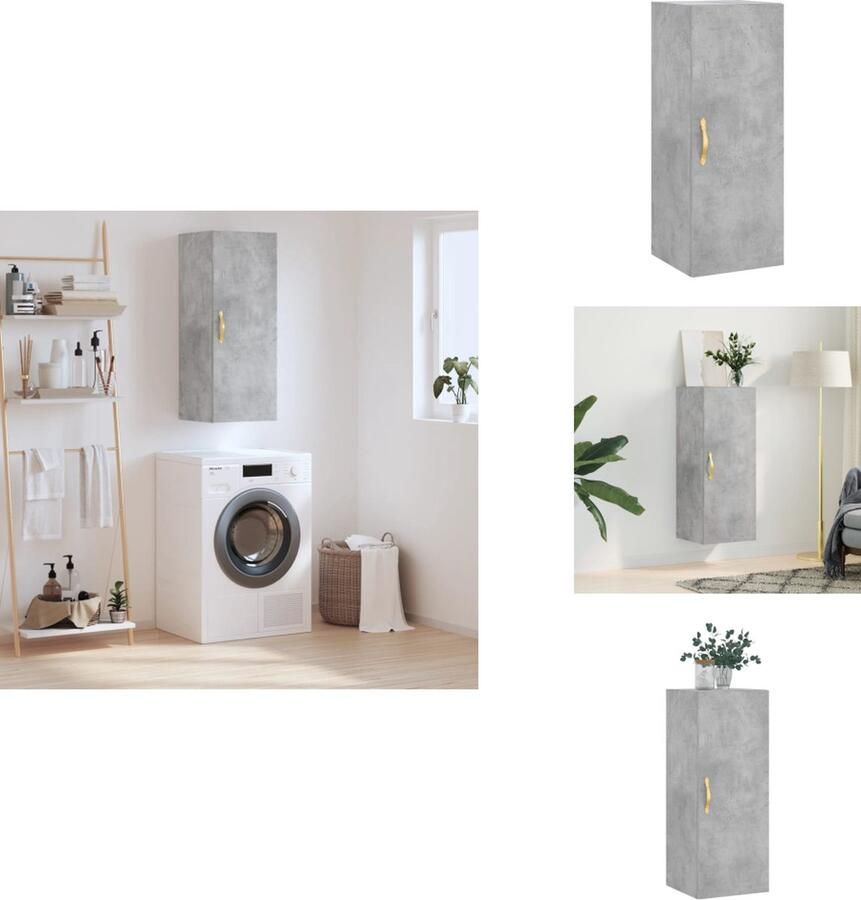 VidaXL Wandkast Wandkasten Hangkast Hangende Kast Hangkast 34-5x34x90 cm betongrijs