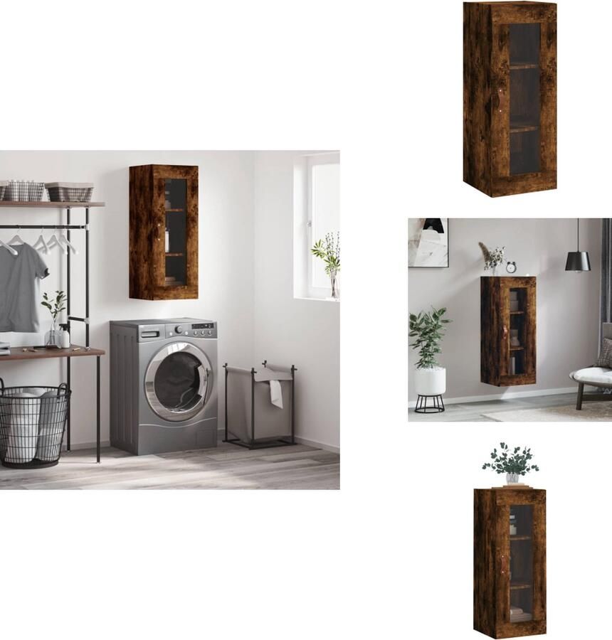 VidaXL Wandkast Wandkasten Hangkast Hangende Kast Hangkast 34-5x34x90 cm gerookt eikenkleurig