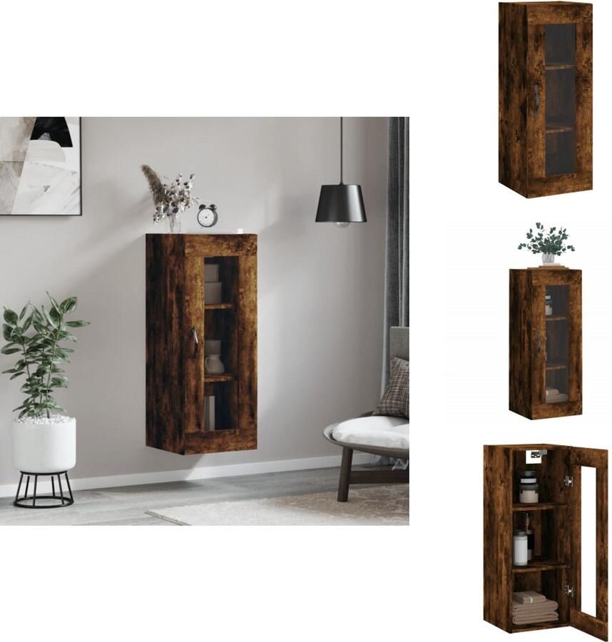 VidaXL Wandkast Wandkasten Hangkast Hangende Kast Hangkast 34 5x34x90 cm gerookt eikenkleurig