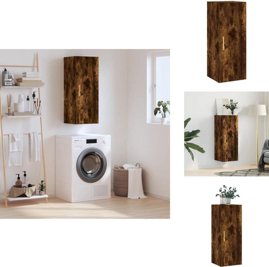 VidaXL Wandkast Wandkasten Hangkast Hangende Kast Hangkast 34-5x34x90 cm gerookt eikenkleurig