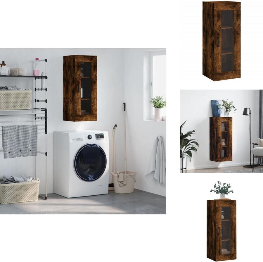 VidaXL Wandkast Wandkasten Hangkast Hangende Kast Hangkast 34 5x34x90 cm gerookt eikenkleurig