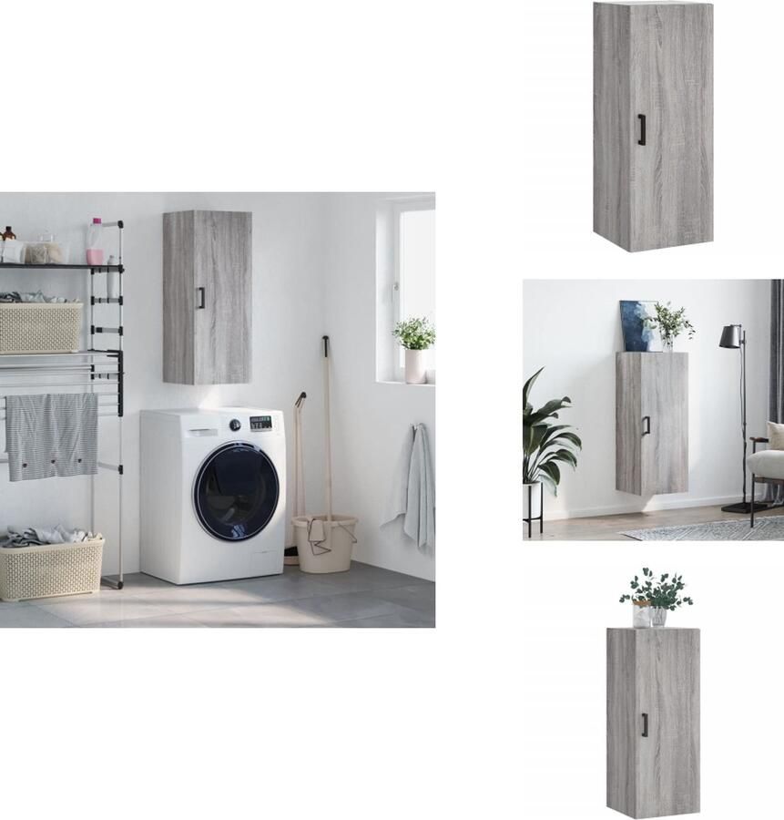 VidaXL Wandkast Wandkasten Hangkast Hangende Kast Hangkast 34-5x34x90 cm grijs sonoma eikenkleurig
