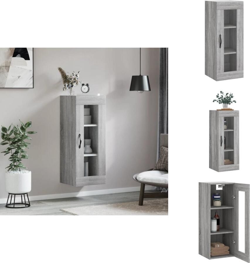 VidaXL Wandkast Wandkasten Hangkast Hangende Kast Hangkast 34 5x34x90 cm grijs sonoma eikenkleurig