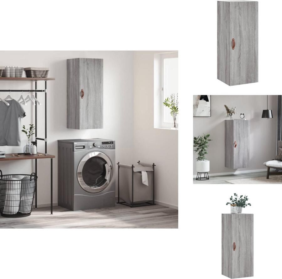 VidaXL Wandkast Wandkasten Hangkast Hangende Kast Hangkast 34 5x34x90 cm grijs sonoma eikenkleurig