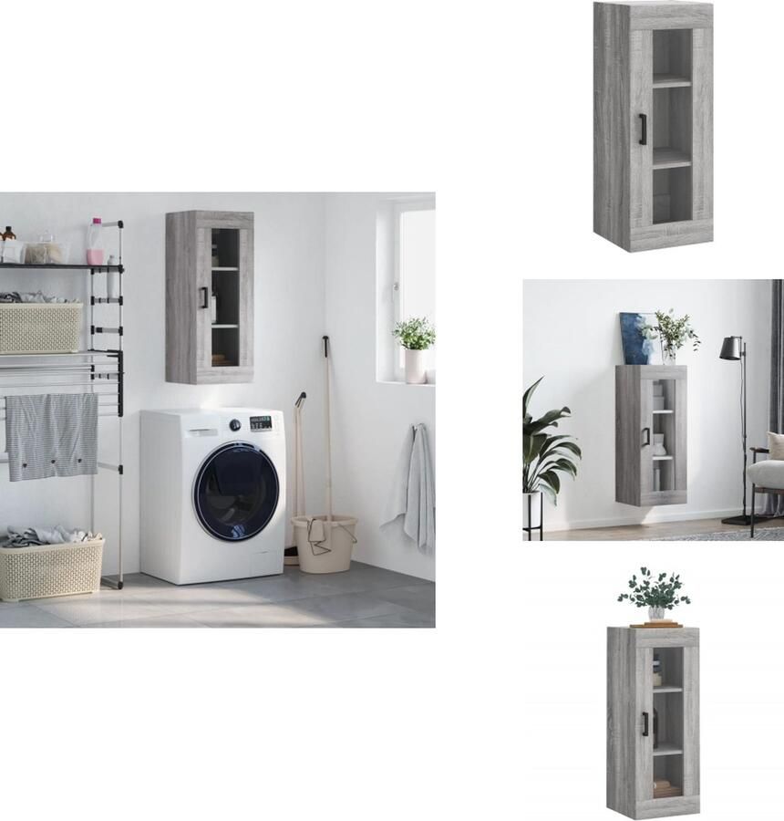 VidaXL Wandkast Wandkasten Hangkast Hangende Kast Hangkast 34 5x34x90 cm grijs sonoma eikenkleurig