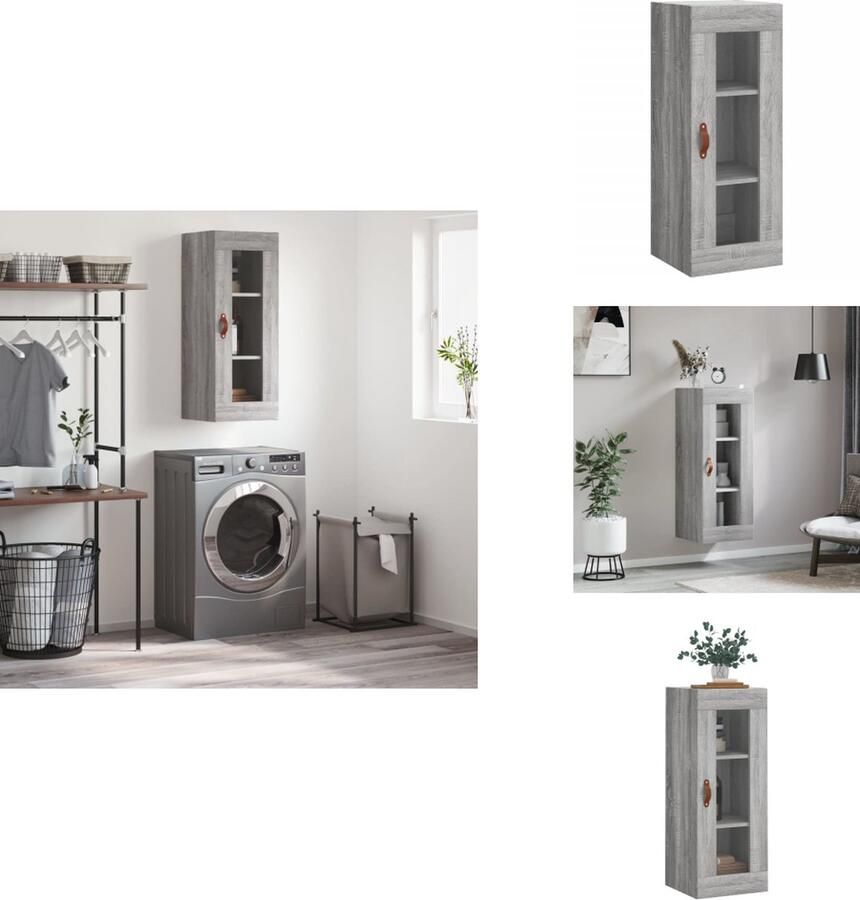 VidaXL Wandkast Wandkasten Hangkast Hangende Kast Hangkast 34 5x34x90 cm grijs sonoma eikenkleurig