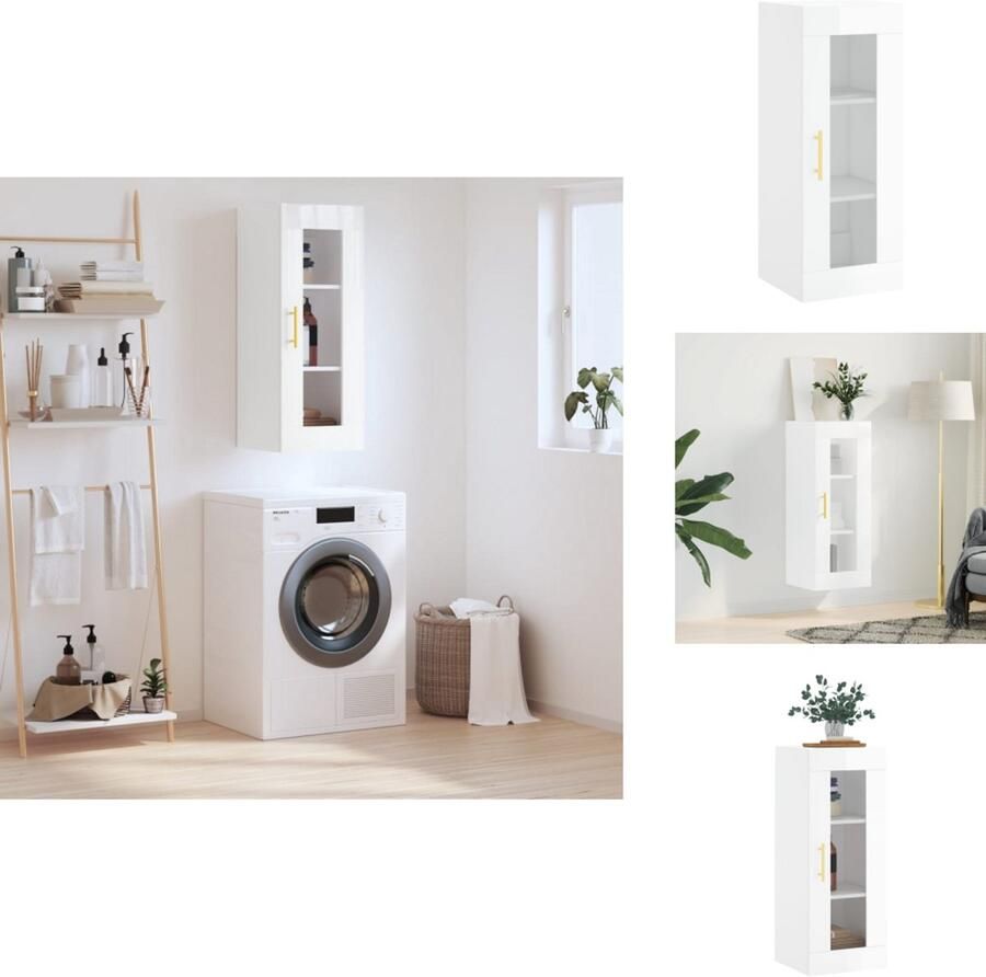 VidaXL Wandkast Wandkasten Hangkast Hangende Kast Hangkast 34 5x34x90 cm hoogglans wit