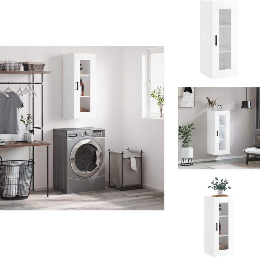 VidaXL Wandkast Wandkasten Hangkast Hangende Kast Hangkast 34-5x34x90 cm hoogglans wit