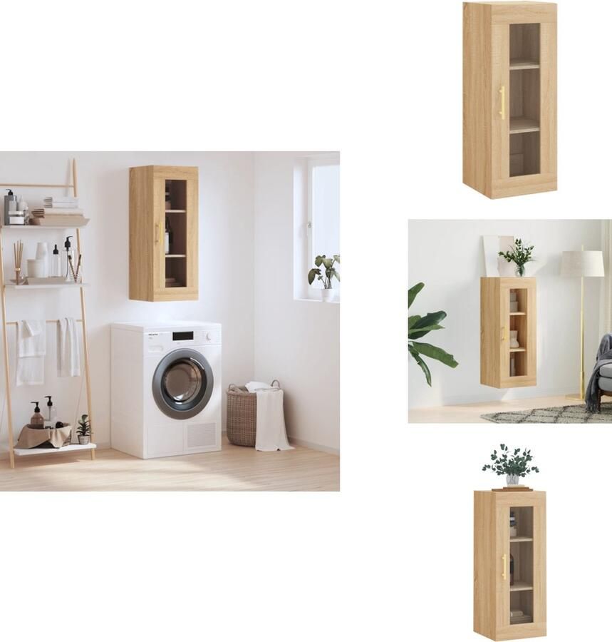 VidaXL Wandkast Wandkasten Hangkast Hangende Kast Hangkast 34-5x34x90 cm sonoma eikenkleurig