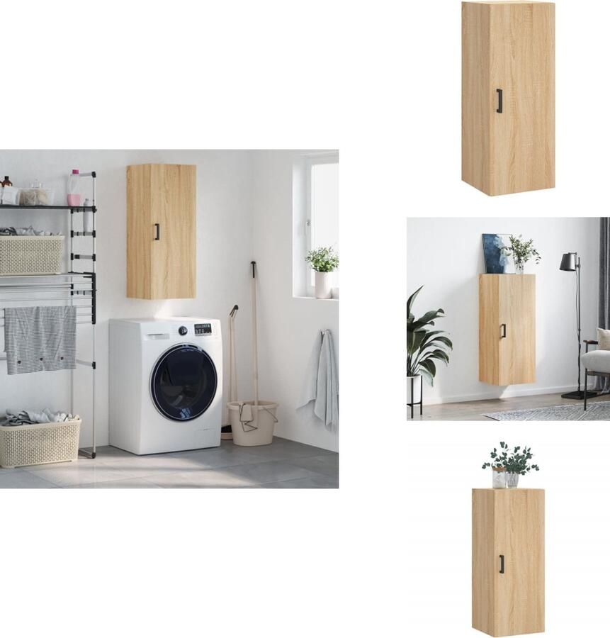 VidaXL Wandkast Wandkasten Hangkast Hangende Kast Hangkast 34-5x34x90 cm sonoma eikenkleurig