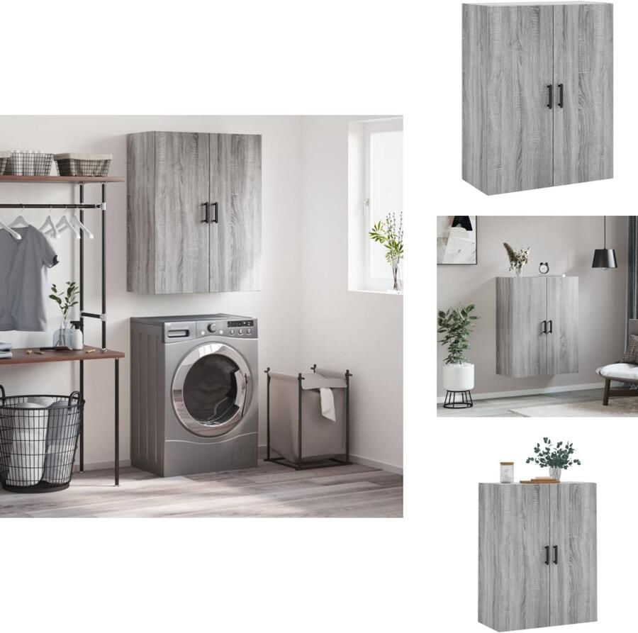 VidaXL Wandkast Wandkasten Hangkast Hangende Kast Hangkast 69 5x34x90 cm grijs sonoma eikenkleurig
