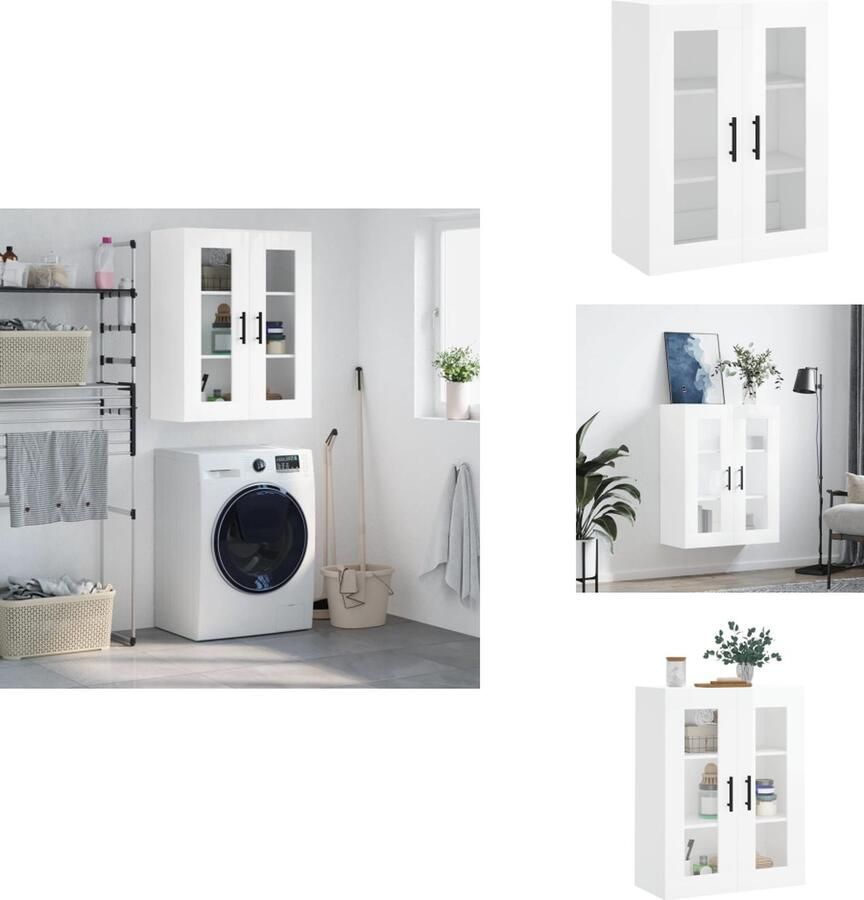 VidaXL Wandkast Wandkasten Hangkast Hangende Kast Hangkast 69-5x34x90 cm hoogglans wit