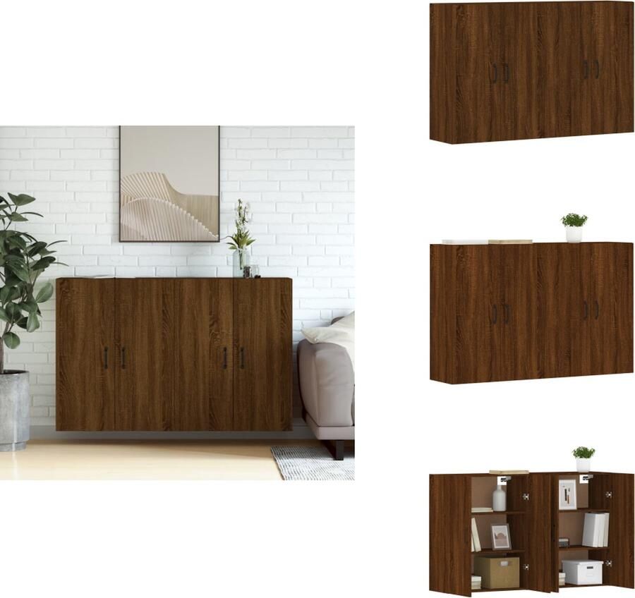 VidaXL Wandmeubel Bruineiken 69.5 x 34 x 90 cm (B x D x H) Hoge kwaliteit hout Wandmontage 2x Meubel Keukenkast