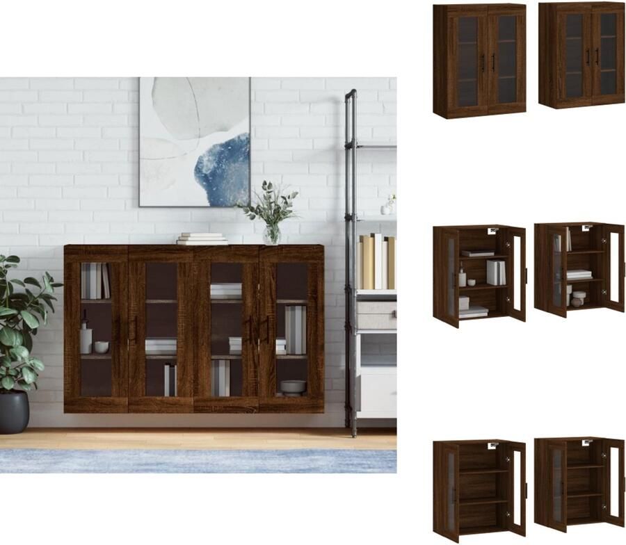 VidaXL Wandmeubel Bruineiken 69.5 x 34 x 90 cm (B x D x H) Hoge kwaliteit hout Wandmontage 2x Meubel Keukenkast - Foto 3