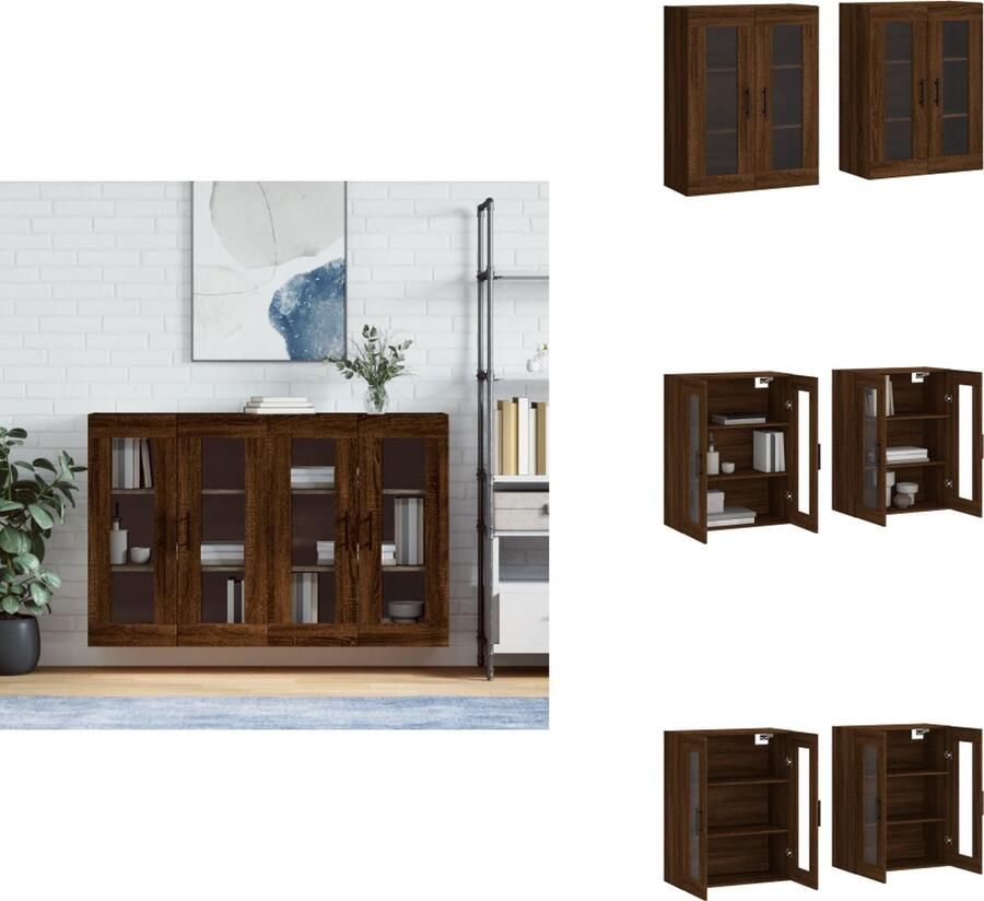 VidaXL Wandmeubel Bruineiken 69.5 x 34 x 90 cm (B x D x H) Hoge kwaliteit hout Wandmontage 2x Meubel Keukenkast - Foto 2