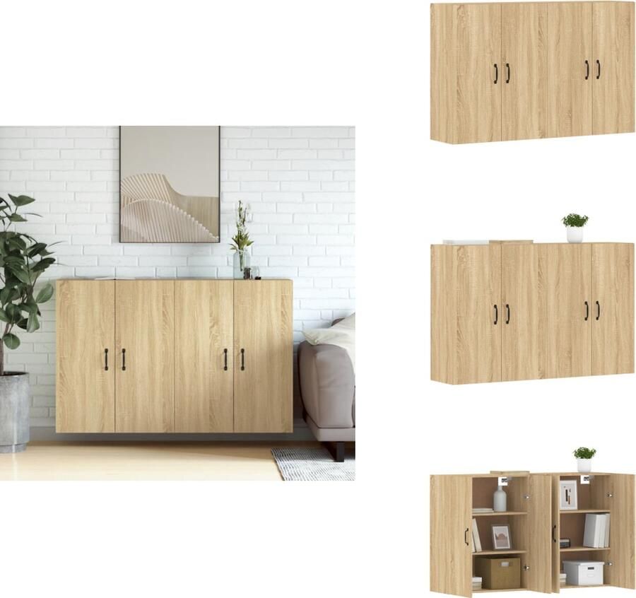 VidaXL Wandkast Wandkasten Hangkast Hangende Kast Hangkasten 2 st bewerkt hout sonoma eikenkleurig
