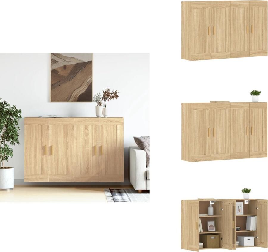 VidaXL Wandmeubel Sonoma Eiken Set van 2 69.5 x 34 x 90 cm Praktische en decoratieve opslagkasten Keukenkast