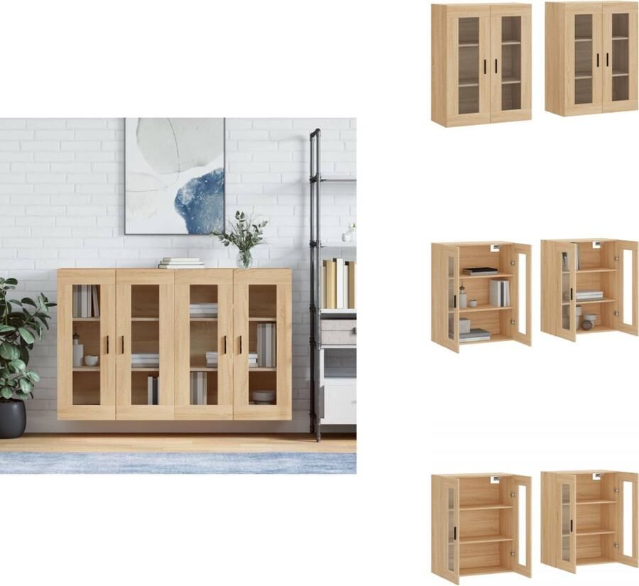 VidaXL Wandkast Wandkasten Hangkast Hangende Kast Hangkasten 2 st bewerkt hout sonoma eikenkleurig - Foto 2