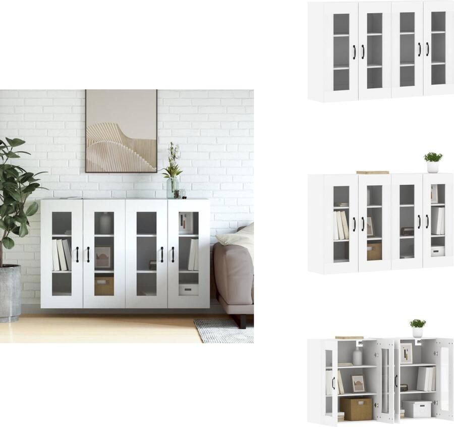 VidaXL Wandkast Wandkasten Hangkast Hangende Kast Hangkasten 2 st bewerkt hout wit