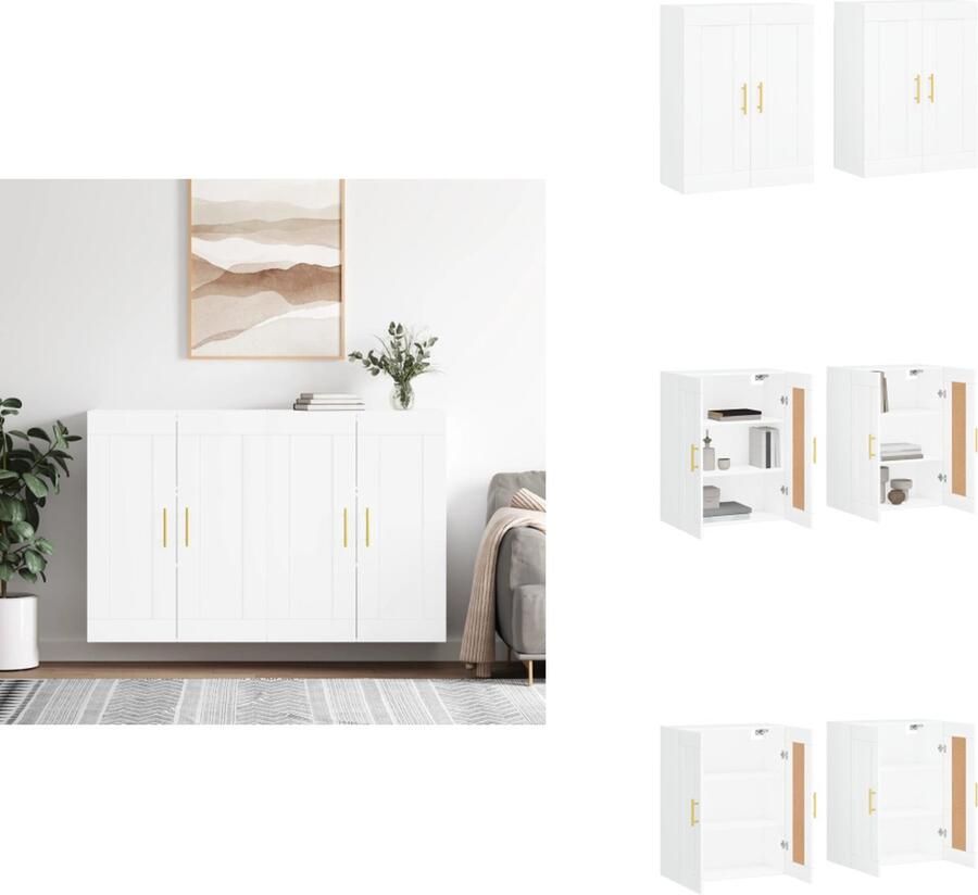 VidaXL Wandkast Wandkasten Hangkast Hangende Kast Hangkasten 2 st bewerkt hout wit