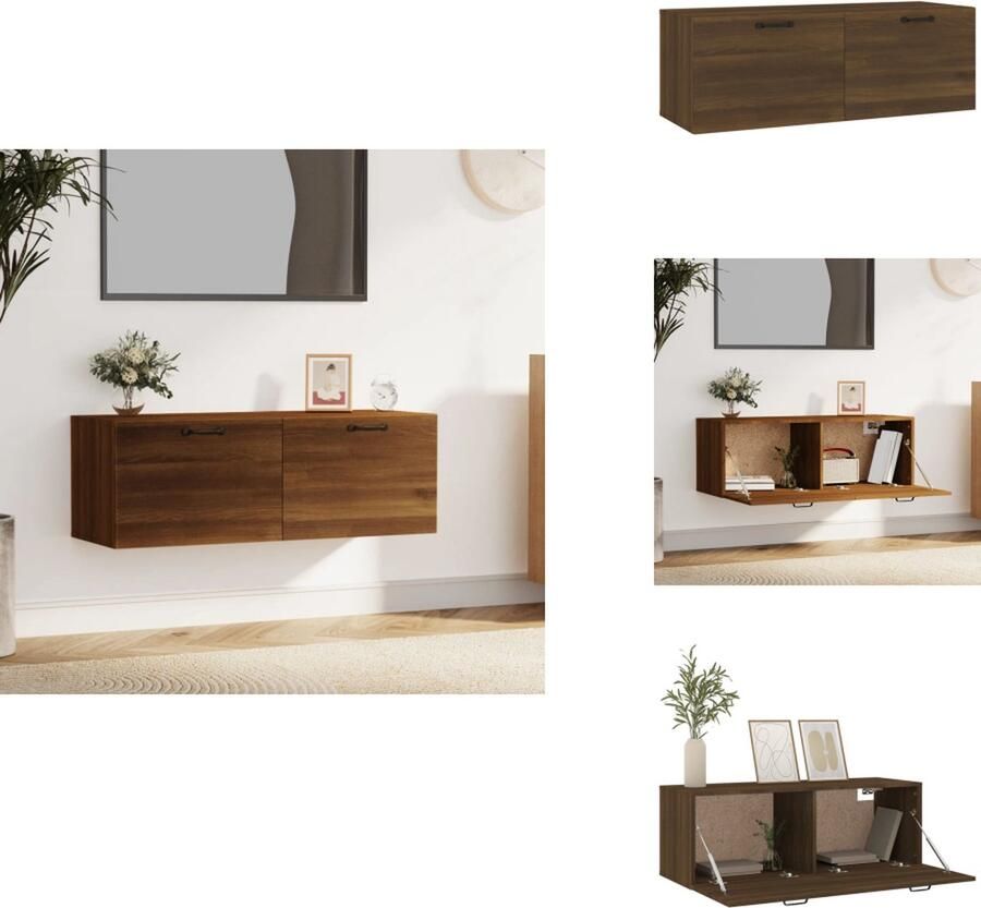 VidaXL Wandkast Wandkasten Hangkast Hangende Kast Wandkast 100x36-5x35 cm bewerkt hout bruineikenkleurig