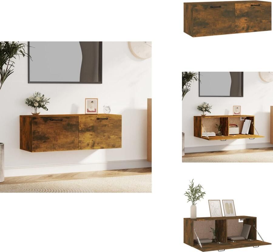 VidaXL Wandkast Wandkasten Hangkast Hangende Kast Wandkast 100x36 5x35 cm bewerkt hout gerookt eikenkleurig