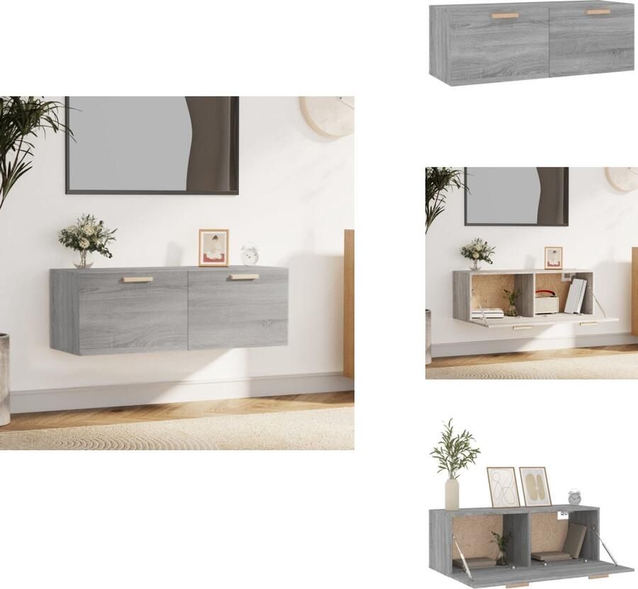 VidaXL Wandkast Wandkasten Hangkast Hangende Kast Wandkast 100x36 5x35 cm bewerkt hout grijs sonoma eikenkleurig