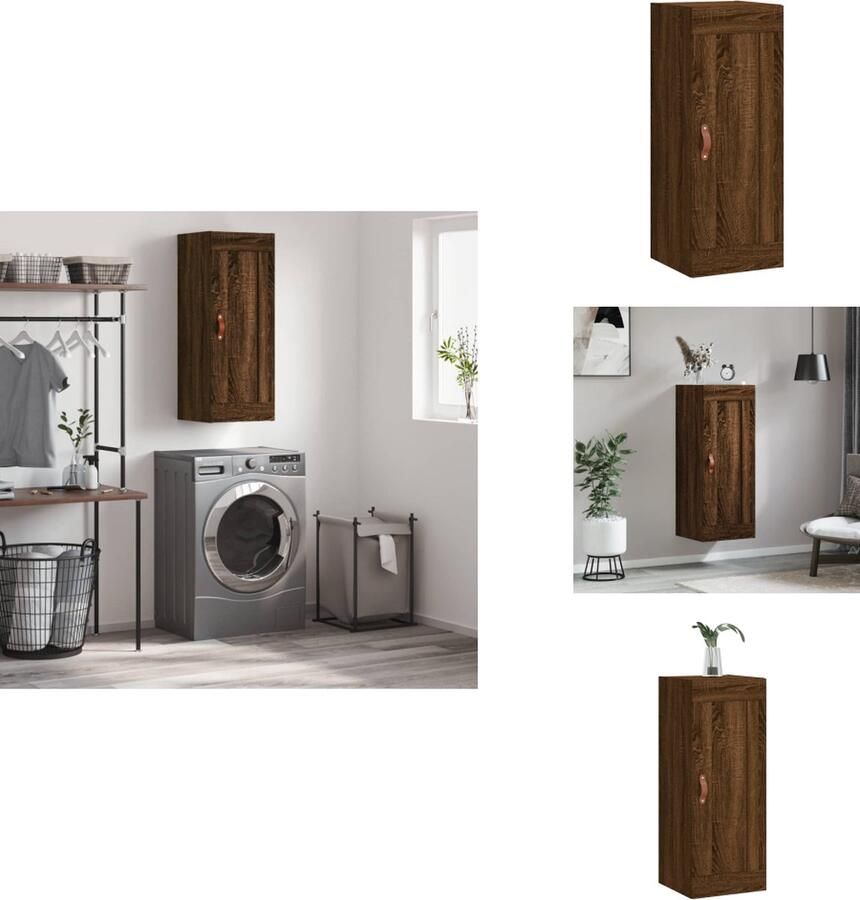 VidaXL Wandgemonteerde kast Elegant Opbergkast met 3 deuren Afmetingen- 34.5 x 34 x 90 cm Kleur- Bruineiken Keukenkast
