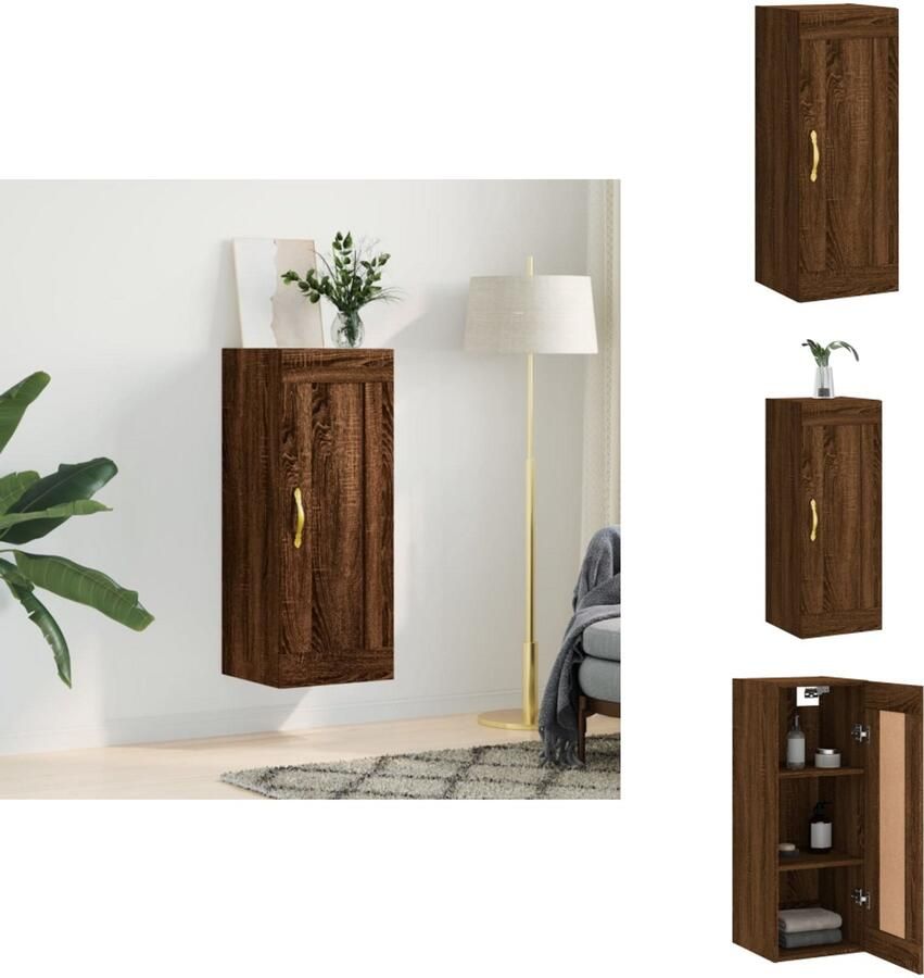 VidaXL Wandgemonteerde kast Elegant Opbergkast met 3 deuren Afmetingen- 34.5 x 34 x 90 cm Kleur- Bruineiken Keukenkast - Foto 2