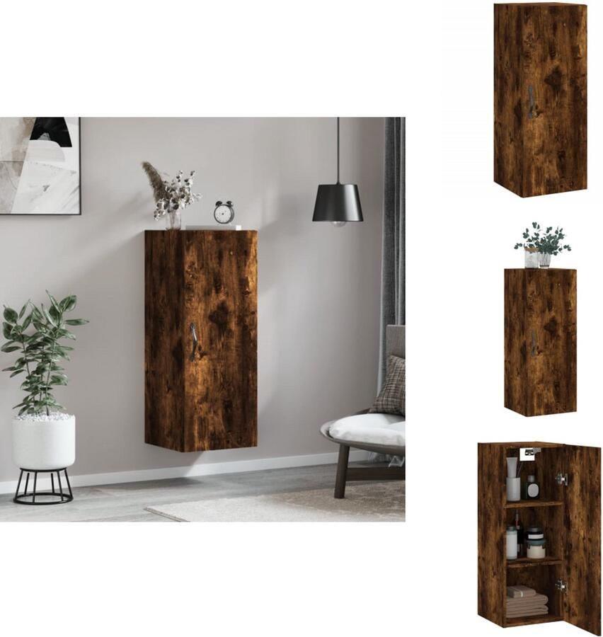 VidaXL Wandkast Wandkasten Hangkast Hangende Kast Wandkast 34-5x34x90 cm bewerkt hout gerookt eikenkleurig - Foto 3