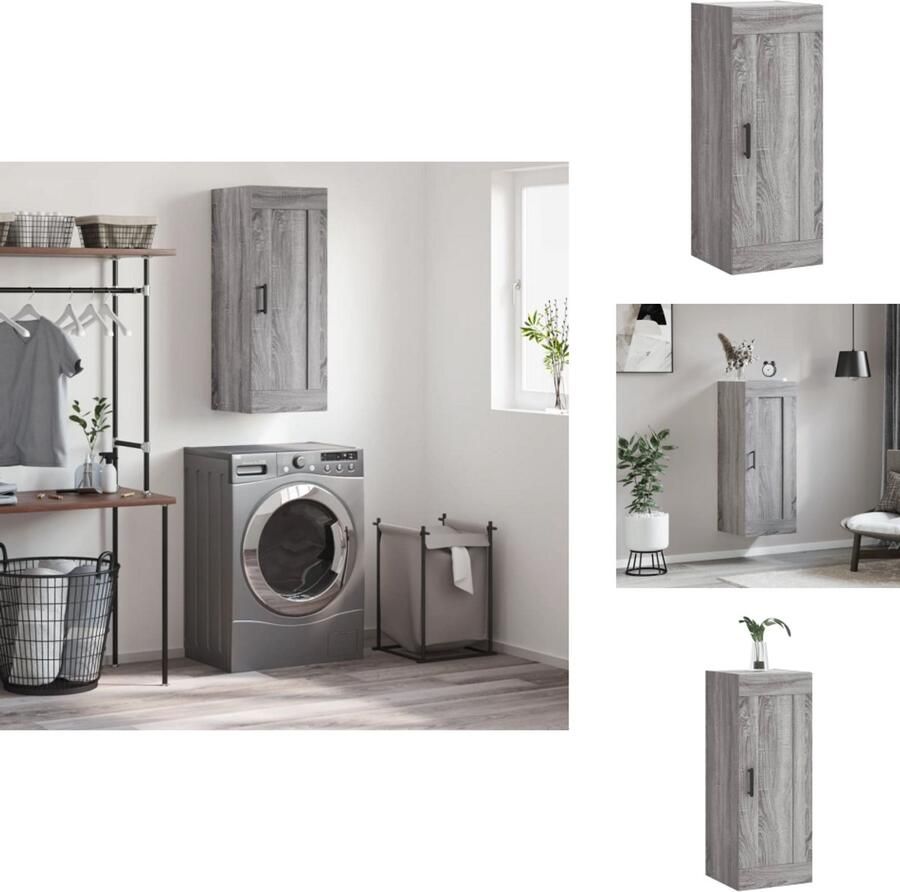 VidaXL Wandkast Wandkasten Hangkast Hangende Kast Wandkast 34 5x34x90 cm bewerkt hout grijs sonoma eikenkleurig