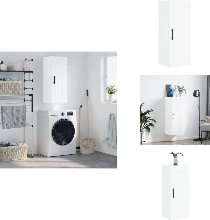 VidaXL Wandkast Wandkasten Hangkast Hangende Kast Wandkast 34-5x34x90 cm bewerkt hout wit - Foto 2