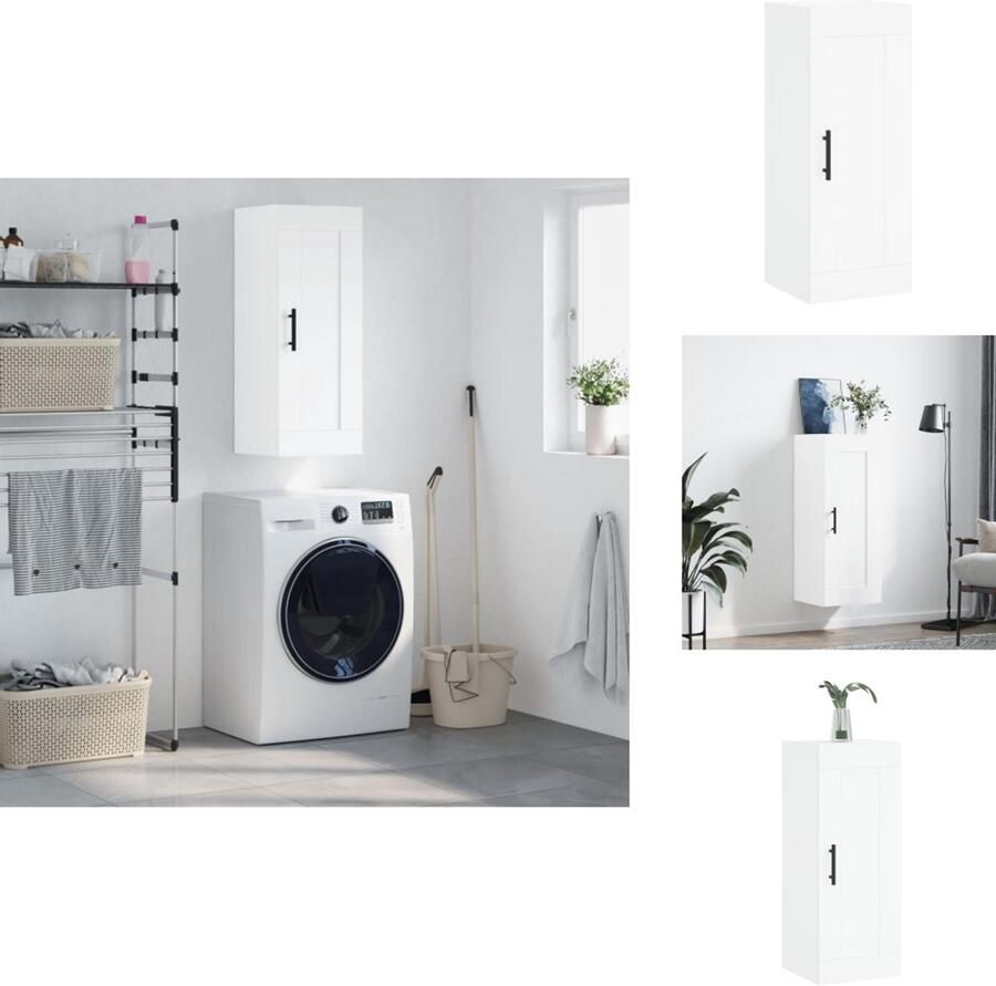 VidaXL Wandkast Wandkasten Hangkast Hangende Kast Wandkast 34-5x34x90 cm bewerkt hout wit