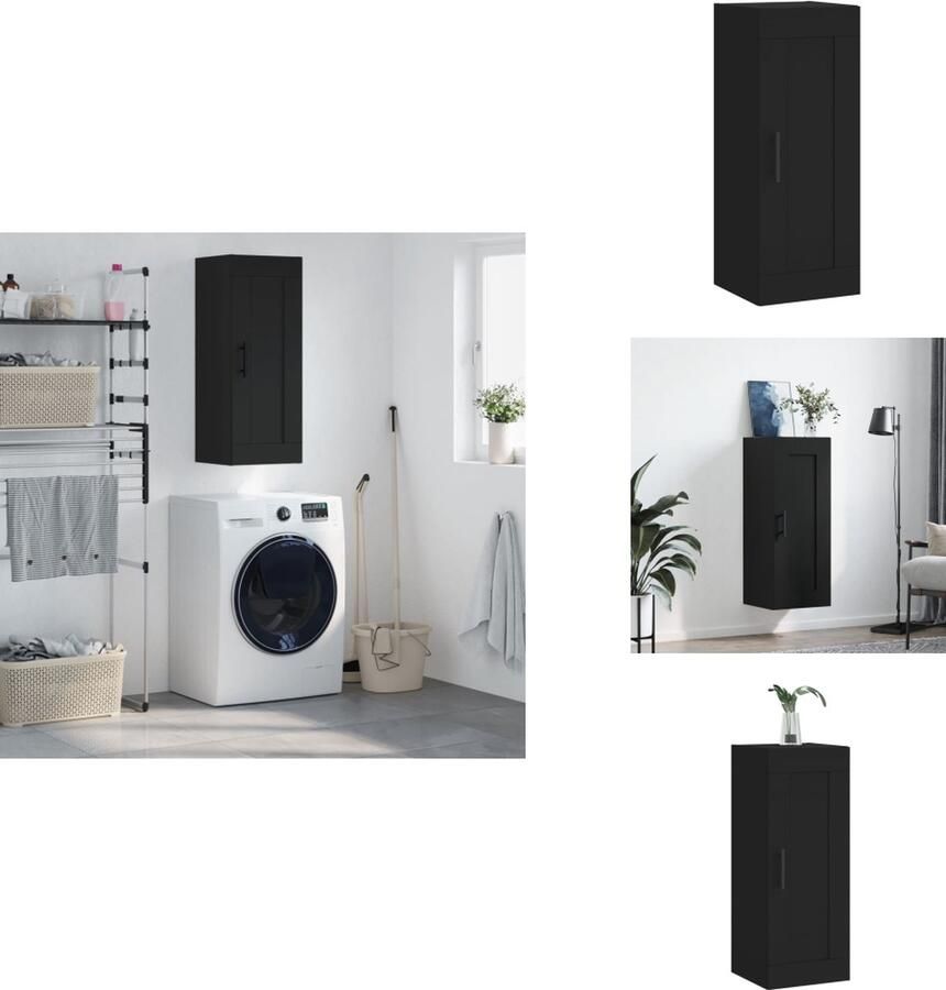 VidaXL Wandkast Wandkasten Hangkast Hangende Kast Wandkast 34-5x34x90 cm bewerkt hout zwart