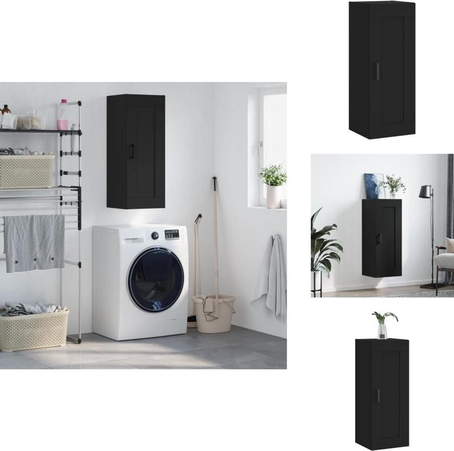 VidaXL Wandkast Wandkasten Hangkast Hangende Kast Wandkast 34 5x34x90 cm bewerkt hout zwart