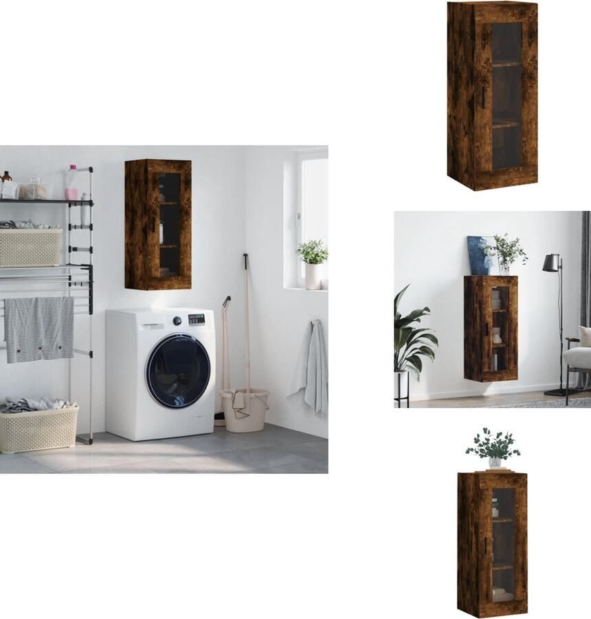 VidaXL Wandkast Wandkasten Hangkast Hangende Kast Wandkast 34-5x34x90 cm gerookt eikenkleurig