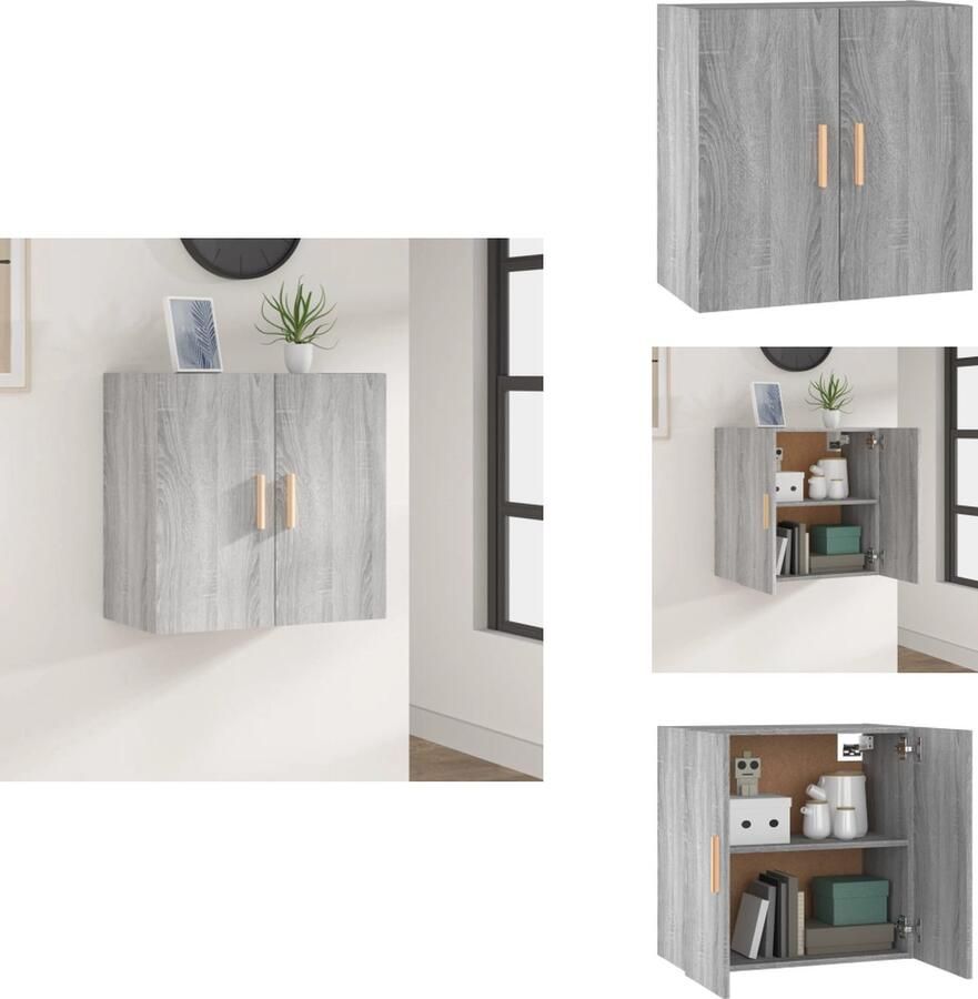 VidaXL Wandkast Wandkasten Hangkast Hangende Kast Wandkast 60x30x60 cm bewerkt hout grijs sonoma eikenkleurig