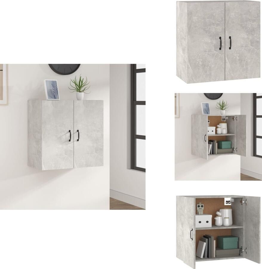 VidaXL Wandkast Wandkasten Hangkast Hangende Kast Wandkast 60x31x60 cm bewerkt hout betongrijs