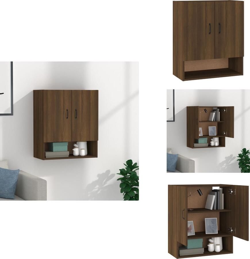 VidaXL Wandkast Wandkasten Hangkast Hangende Kast Wandkast 60x31x70 cm bewerkt hout bruineikenkleurig