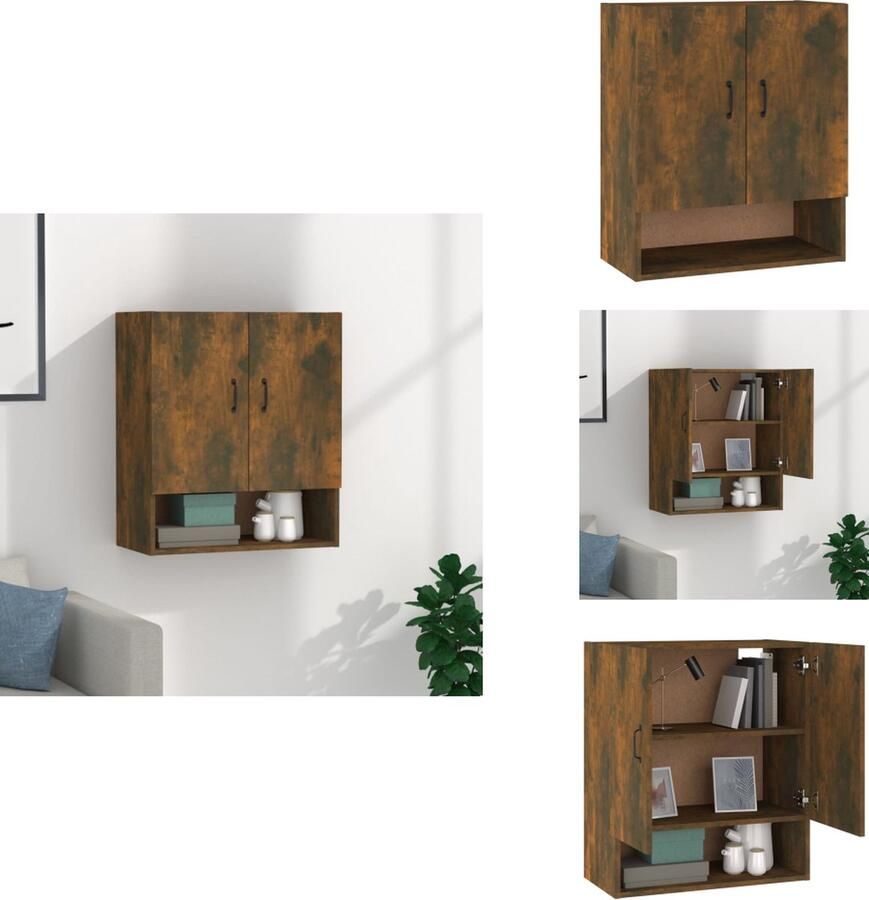 VidaXL Wandkast Wandkasten Hangkast Hangende Kast Wandkast 60x31x70 cm bewerkt hout gerookt eikenkleurig