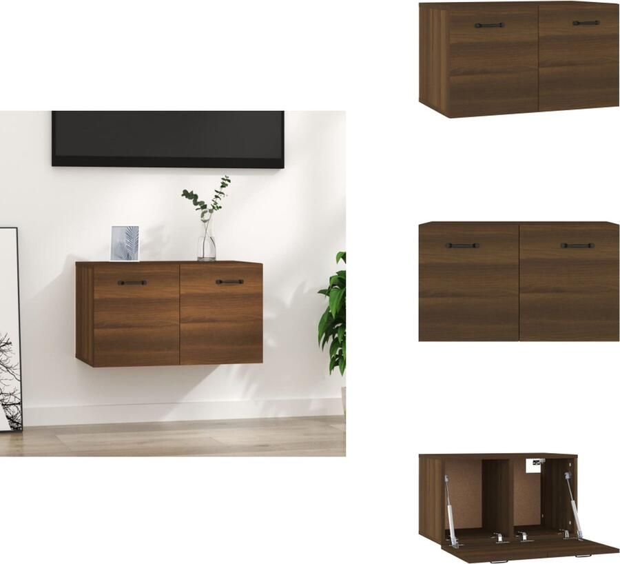 VidaXL Wandkast Wandkasten Hangkast Hangende Kast Wandkast 60x36-5x35 cm bewerkt hout bruineikenkleurig