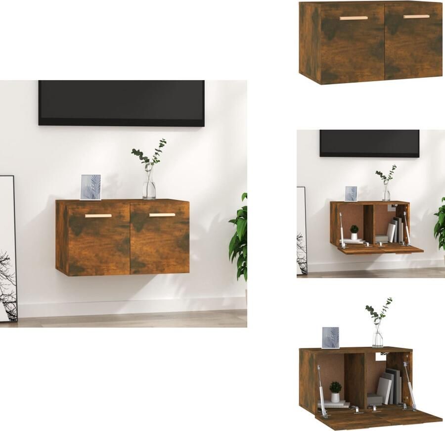 VidaXL Wandkast Wandkasten Hangkast Hangende Kast Wandkast 60x36 5x35 cm bewerkt hout gerookt eikenkleurig