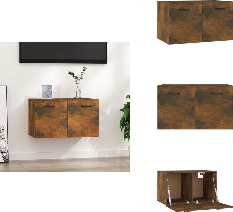 VidaXL Wandkast Wandkasten Hangkast Hangende Kast Wandkast 60x36 5x35 cm bewerkt hout gerookt eikenkleurig