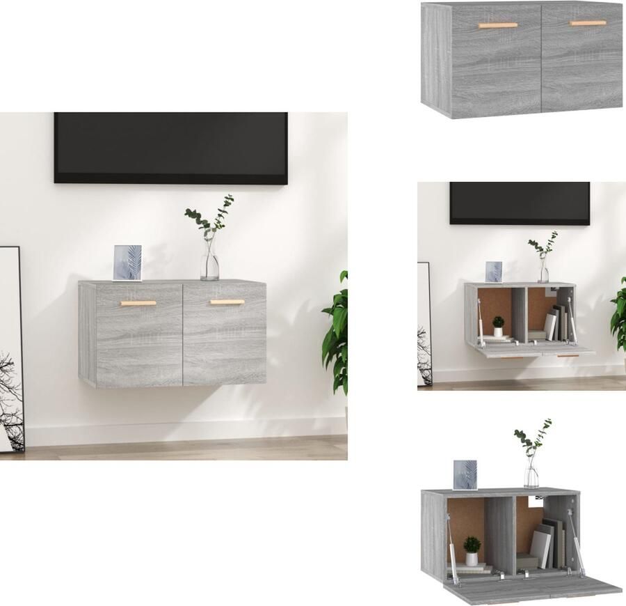 VidaXL Wandkast Wandkasten Hangkast Hangende Kast Wandkast 60x36-5x35 cm bewerkt hout grijs sonoma eikenkleurig