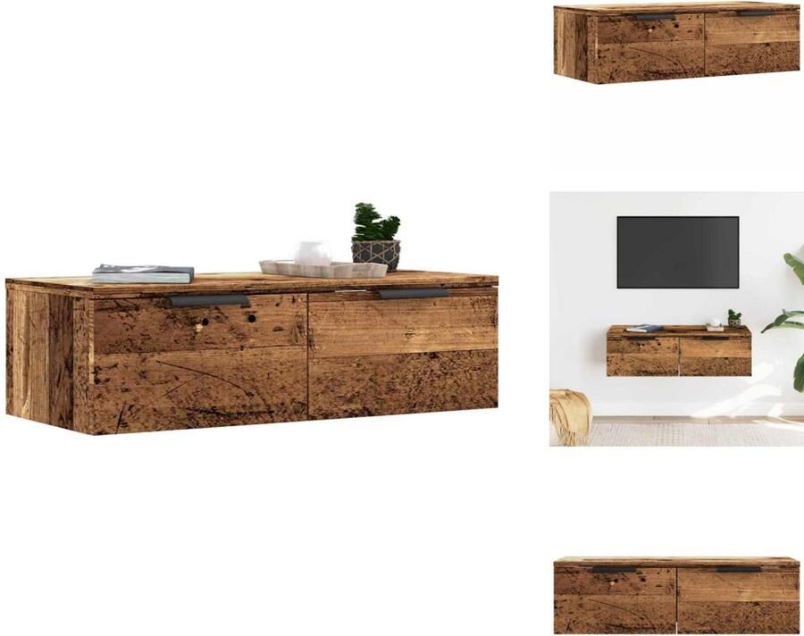 VidaXL Wandkast Wandkasten Hangkast Hangende Kast Wandkast 68x30x20 cm bewerkt hout oud houtkleurig