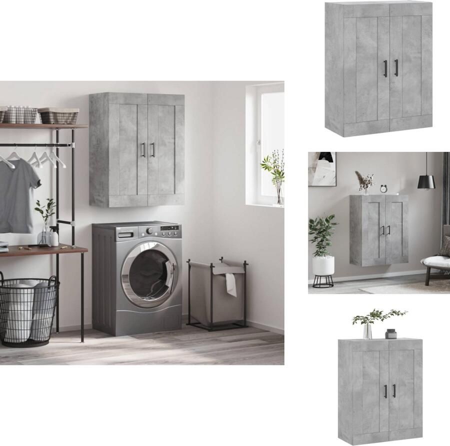 VidaXL Wandkast Wandkasten Hangkast Hangende Kast Wandkast 69-5x34x90 cm bewerkt hout betongrijs