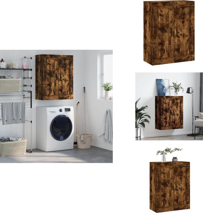 VidaXL Wandkast Wandkasten Hangkast Hangende Kast Wandkast 69 5x34x90 cm bewerkt hout gerookt eikenkleurig